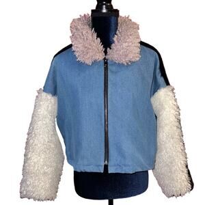 SHACI Denim & Faux Fur Patchwork Jacket size 1X Like New